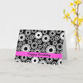 Zwarte en witte florale Birthday Kaart (Gele Bloem)