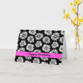 Zwarte en witte florale Birthday Kaart (Gele Bloem)
