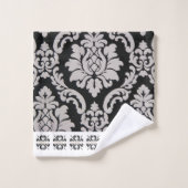 Zwarte en witte  florale bloem bad handdoek (Wasdoekje)