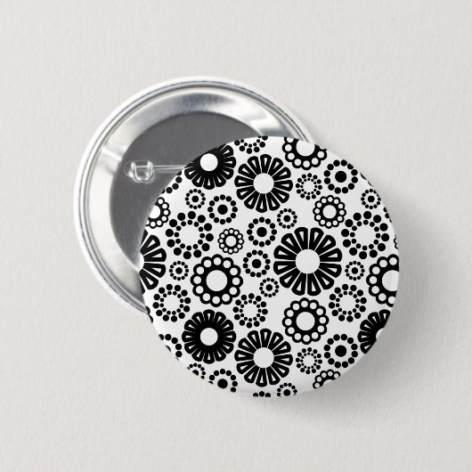Zwarte en witte florale Button (Voorkant /achterkant)