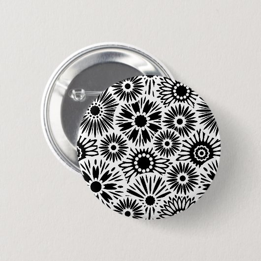 zwarte en witte florale Button (Voorkant /achterkant)