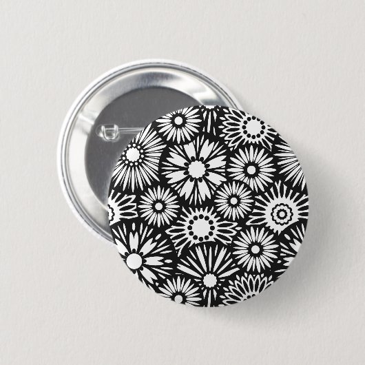 zwarte en witte florale Button (Voorkant /achterkant)