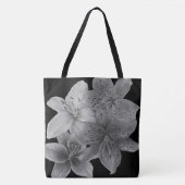 zwarte en witte florale contemporkunst tote bag (Voorkant)