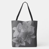 zwarte en witte florale contemporkunst tote bag (Achterkant)