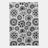 Zwarte en witte florale handdoek (Verticaal)