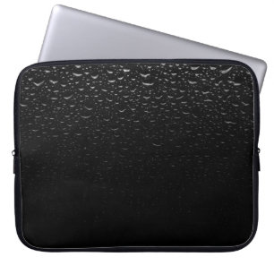 Zwarte en witte florale klep laptop sleeve