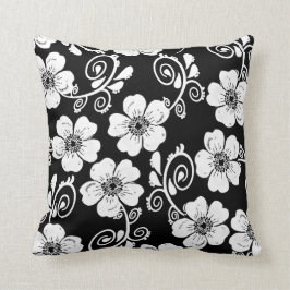 zwarte en witte florale kussen, elegante kussen