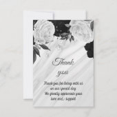 zwarte en witte florale marmer bedankkaart (Voorkant)