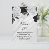 zwarte en witte florale marmer bedankkaart (Staand voorkant)