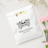 Zwarte en witte florale schedel zak bedankzakje (Gezegeld)