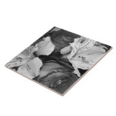 Zwarte en witte florale schoonheid tegeltje (Zijkant)