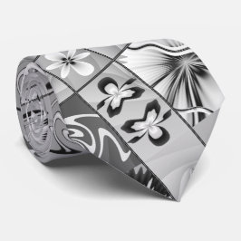 Zwarte en witte florale stropdas