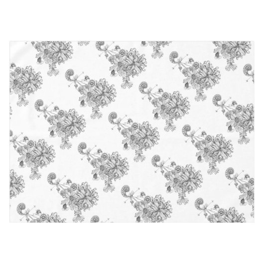 zwarte en witte florale tablet tafelkleed (Voorkant (Horizontaal))