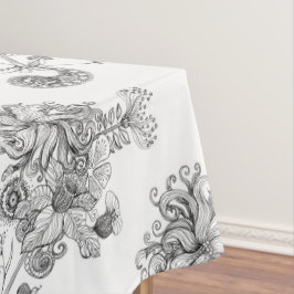 zwarte en witte florale tablet tafelkleed