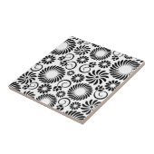 Zwarte en witte florale Tegel Tegeltje (Zijkant)