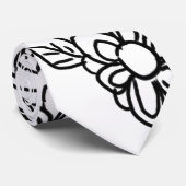 Zwarte en witte florale tekening stropdas (Opgerold)