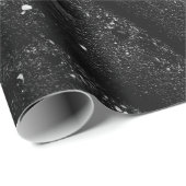 Zwarte en witte florale textiel cadeaupapier (Rol Hoek)
