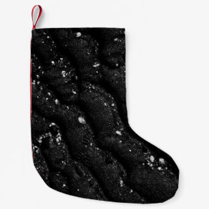 Zwarte en witte florale textiel kleine kerstsok