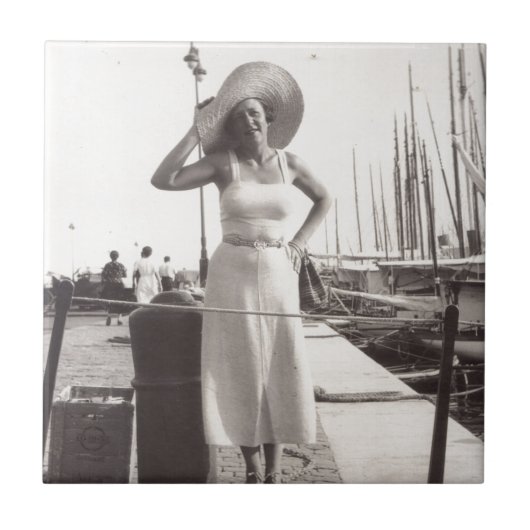 zwarte en witte foto Cannes, Frankrijk 1930 Tegeltje (Voorkant)