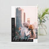 Zwarte en Witte Foto Huwelijk Chic Save The Date (Staand voorkant)