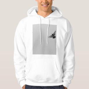 Zwarte en witte foto van duivenvliegende duif hoodie