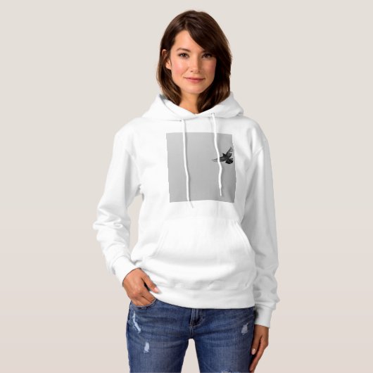 Zwarte en witte foto van duivenvliegende duif hoodie (Voorkant volledig)