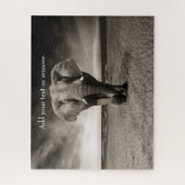 Zwarte en witte foto van een Afrikaanse olifant; Legpuzzel (Verticaal)