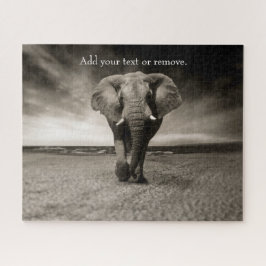 Zwarte en witte foto van een Afrikaanse olifant; Legpuzzel