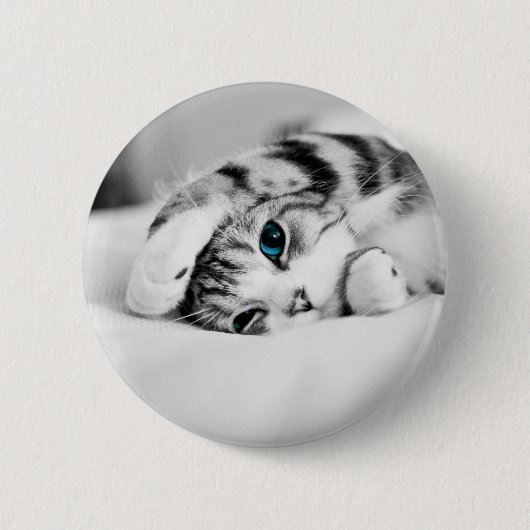 Zwarte en witte foto van een kat ronde button 5,7 cm (Voorkant)