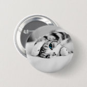 Zwarte en witte foto van een kat ronde button 5,7 cm (Voorkant /achterkant)