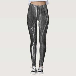 Zwarte en witte foto van een stormachtige zee legg leggings