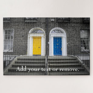 Zwarte en witte foto van geverfde deuren in Dublin Legpuzzel