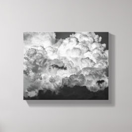 Zwarte en witte foto van grote storm wolken canvas afdruk