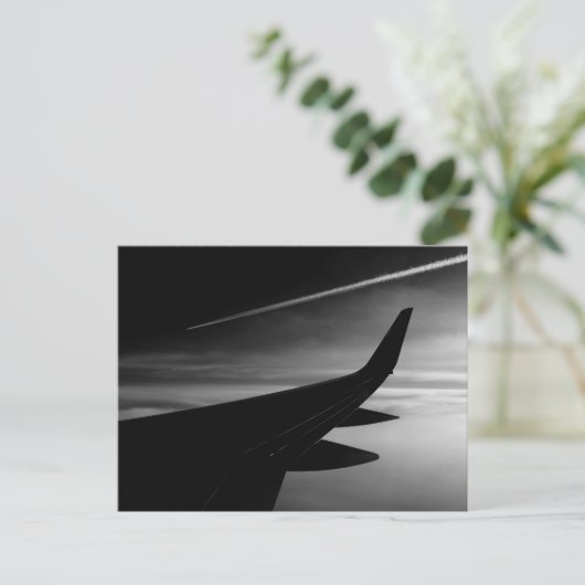 Zwarte en witte foto van het vliegtuig briefkaart (Staand voorkant)