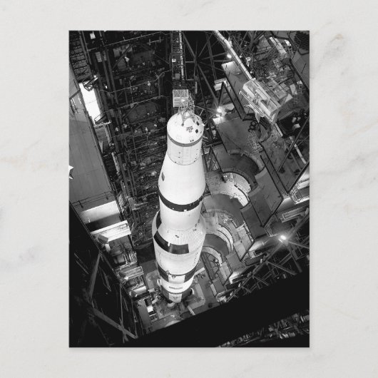  zwarte en witte foto van Saturn V Briefkaart (Voorkant)