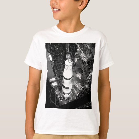 zwarte en witte foto van Saturn V T-shirt (Voorkant)