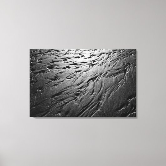 Zwarte en witte foto van strandzandpatronen canvas afdruk (Voorkant)