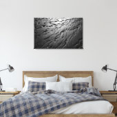 Zwarte en witte foto van strandzandpatronen canvas afdruk (Insitu (Slaapkamer))