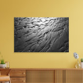 Zwarte en witte foto van strandzandpatronen canvas afdruk (Insitu (Woonkamer))