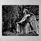 Zwarte en witte fotografie knielengel poster (Voorkant)