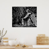 Zwarte en witte fotografie knielengel poster (Keuken)