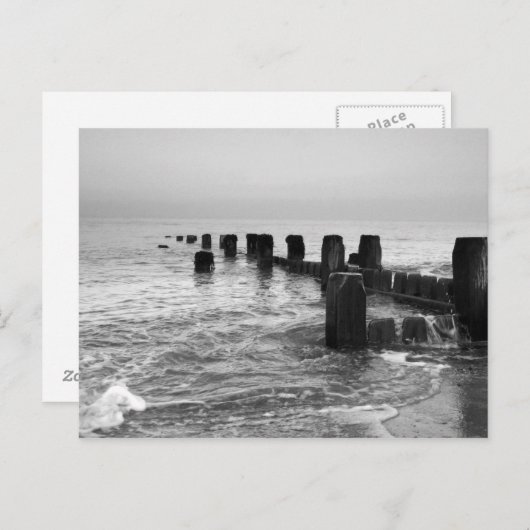 Zwarte en witte fotografie - "Seaside breakers" Briefkaart (Voorkant / Achterkant)