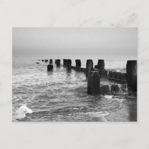 Zwarte en witte fotografie - "Seaside breakers" Briefkaart