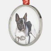 ZWARTE EN WITTE FRANSE BULLDOG METALEN ORNAMENT (Links)
