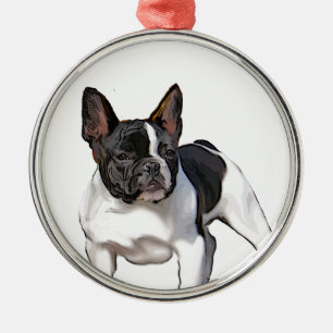 ZWARTE EN WITTE FRANSE BULLDOG METALEN ORNAMENT