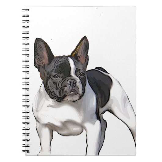 ZWARTE EN WITTE FRANSE BULLDOG NOTITIEBOEK (Voorkant)