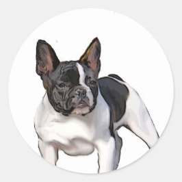 ZWARTE EN WITTE FRANSE BULLDOG RONDE STICKER