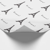Zwarte en witte Franse poka Dots Eiffel Tower Cadeaupapier (Hoek)
