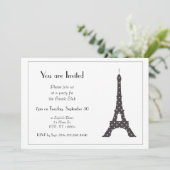 Zwarte en witte Franse poka Dots Eiffel Tower Kaart (Staand voorkant)