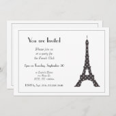 Zwarte en witte Franse poka Dots Eiffel Tower Kaart (Voorkant / Achterkant)